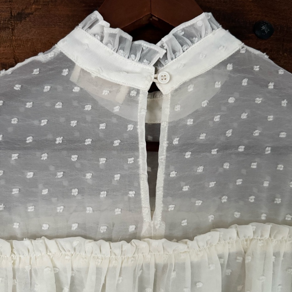 Altar’d State cream swiss dot long sleeve top. Size: Small - Picture 8 of 10